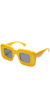 a pair of yellow sunglasses on a black background