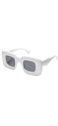 a pair of white sunglasses on a black background