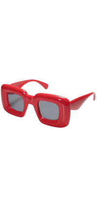 a pair of red sunglasses on a black background