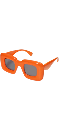 a pair of orange sunglasses on a black background