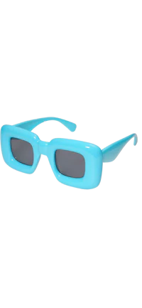 a pair of blue sunglasses on a black background