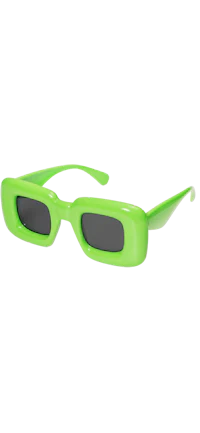 a pair of green sunglasses on a black background